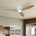 ZEVENTI - LED stropni ventilator z zatemnitvijo VENTORA LED/24W/230V 3000/4000/6000K Wi-Fi Tuya bela/hrast + daljinski upravljalnik