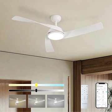ZEVENTI - LED zatemljiv stropni ventilator AERYS LED/24W/230V 3000/4000/6000K Wi-Fi Tuya bel + daljinski upravljalnik