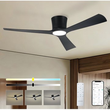 ZEVENTI - LED zatemljiv stropni ventilator AUREX LED/24W/230V 3000/4000/6000K Wi-Fi Tuya črna + daljinski upravljalnik