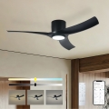 ZEVENTI - LED zatemljiv stropni ventilator ORBITO LED/24W/230V 3000/4000/6000K Wi-Fi Tuya črn + daljinski upravljalnik