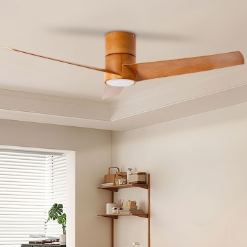ZEVENTI - LED Zatemnitveni stropni ventilator BARROSA LED/18W/230V 3000-6000K Wi-Fi Tuya rjava + Daljinski upravljalnik