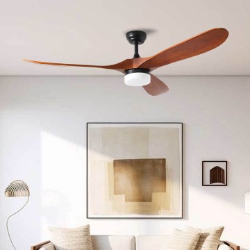 ZEVENTI - LED Zatemnitveni stropni ventilator GINOSA LED/18W/230V 3000-6000K Wi-Fi Tuya črna/hrast + Daljinski upravljalnik