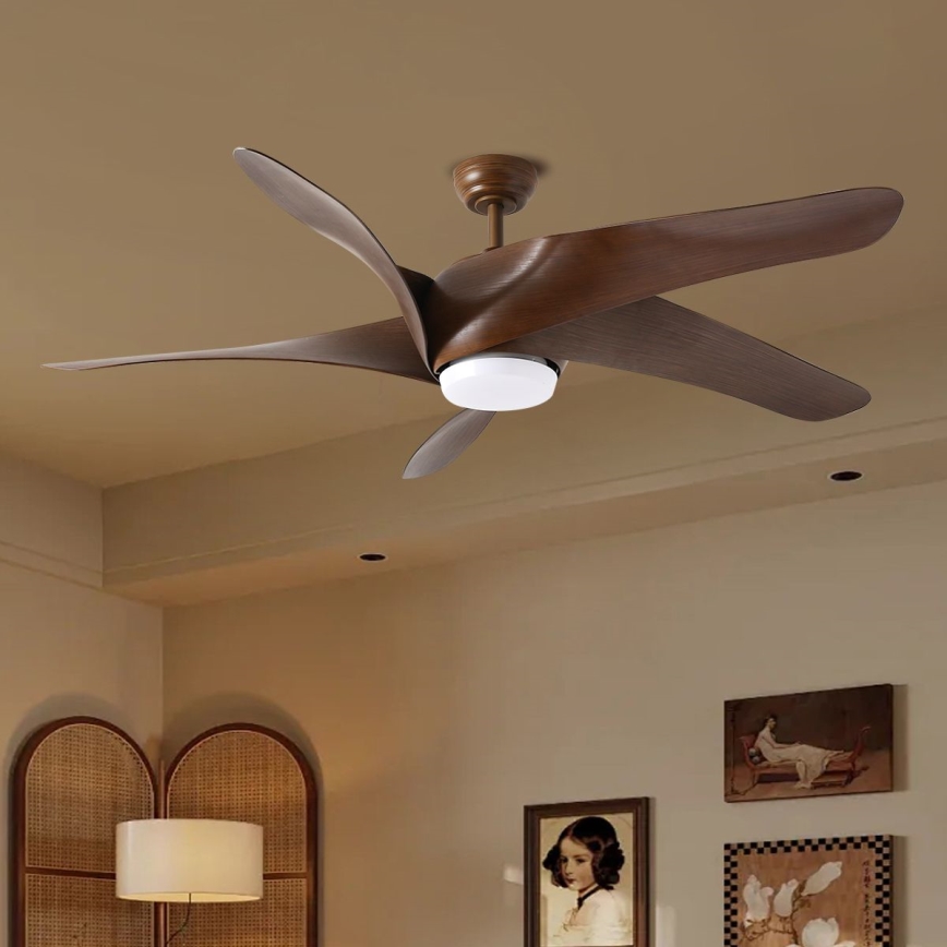 ZEVENTI - LED Zatemnitveni stropni ventilator LUCCA LED/18W/230V 3000-6000K Wi-Fi Tuya rjava + Daljinski upravljalnik