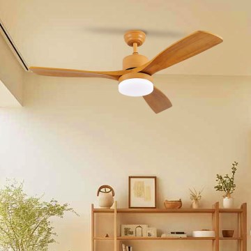 ZEVENTI - LED Zatemnitveni stropni ventilator MARE LED/24W/230V 3000-6000K Wi-Fi Tuya hrast + Daljinski upravljalnik