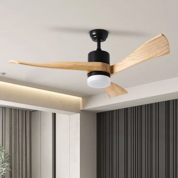 ZEVENTI - LED Zatemnitveni stropni ventilator NATURITO LED/18W/230V 3000-6000K Wi-Fi Tuya črna/hrast + Daljinski upravljalnik