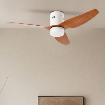 ZEVENTI - LED Zatemnitveni stropni ventilator PADUA LED/18W/230V 3000-6000K Wi-Fi Tuya bela/rjava + Daljinski upravljalnik