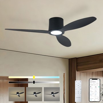 ZEVENTI - LED zatemnljiv stropni ventilator VENTORA LED/24W/230V 3000/4000/6000K Wi-Fi Tuya črna + daljinski upravljalnik