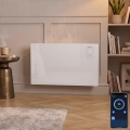 ZEVENTI - Pameten stenski električni grelnik/konvektor z LCD zaslonom 1000/2000W/230V Wi-Fi v beli barvi