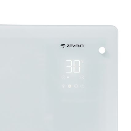 ZEVENTI - Pameten stenski električni grelnik/konvektor z LCD zaslonom 1000/2000W/230V Wi-Fi v beli barvi