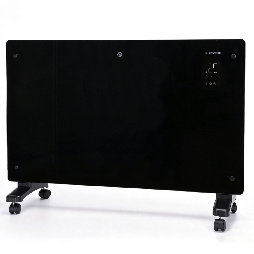 ZEVENTI - Pametni stenski električni grelec/konvektor z LCD zaslonom 1000/2000W/230V Wi-Fi črna