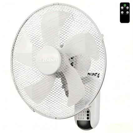 ZEVENTI - Stenski ventilator FANNY 45W/230V, premer 41 cm, bel + daljinski upravljalnik
