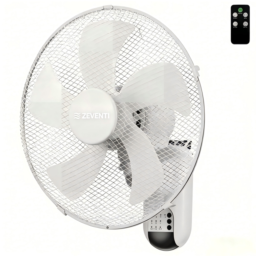 ZEVENTI - Stenski ventilator FANNY 45W/230V, premer 41 cm, bel + daljinski upravljalnik