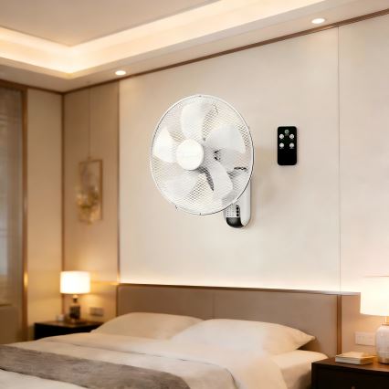 ZEVENTI - Stenski ventilator FANNY 45W/230V, premer 41 cm, bel + daljinski upravljalnik