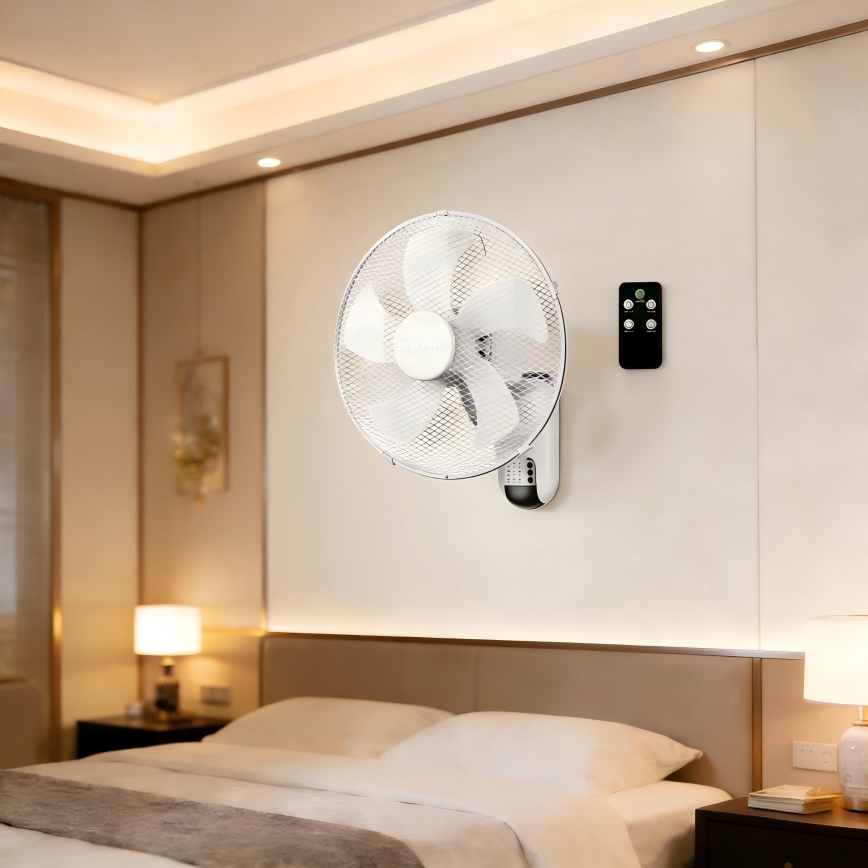 ZEVENTI - Stenski ventilator FANNY 45W/230V, premer 41 cm, bel + daljinski upravljalnik