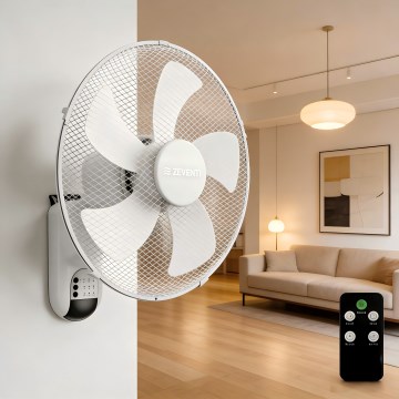 ZEVENTI - Stenski ventilator FANNY 45W/230V Ø 41 cm bel + daljinski upravljalnik