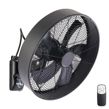 ZEVENTI - Stenski ventilator FANNY 50 W/230 V, premer 45 cm, črne barve + daljinski upravljalnik