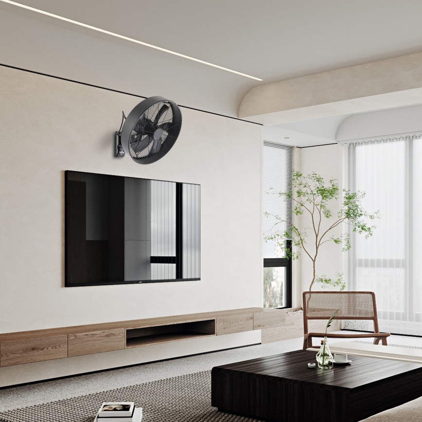 ZEVENTI - Stenski ventilator FANNY 50W/230V črna + daljinski upravljalnik