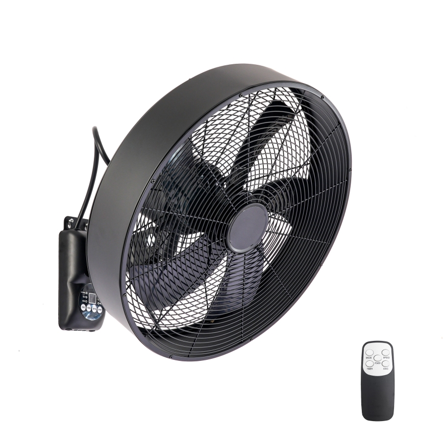 ZEVENTI - Stenski ventilator FANNY 50W/230V črna + daljinski upravljalnik