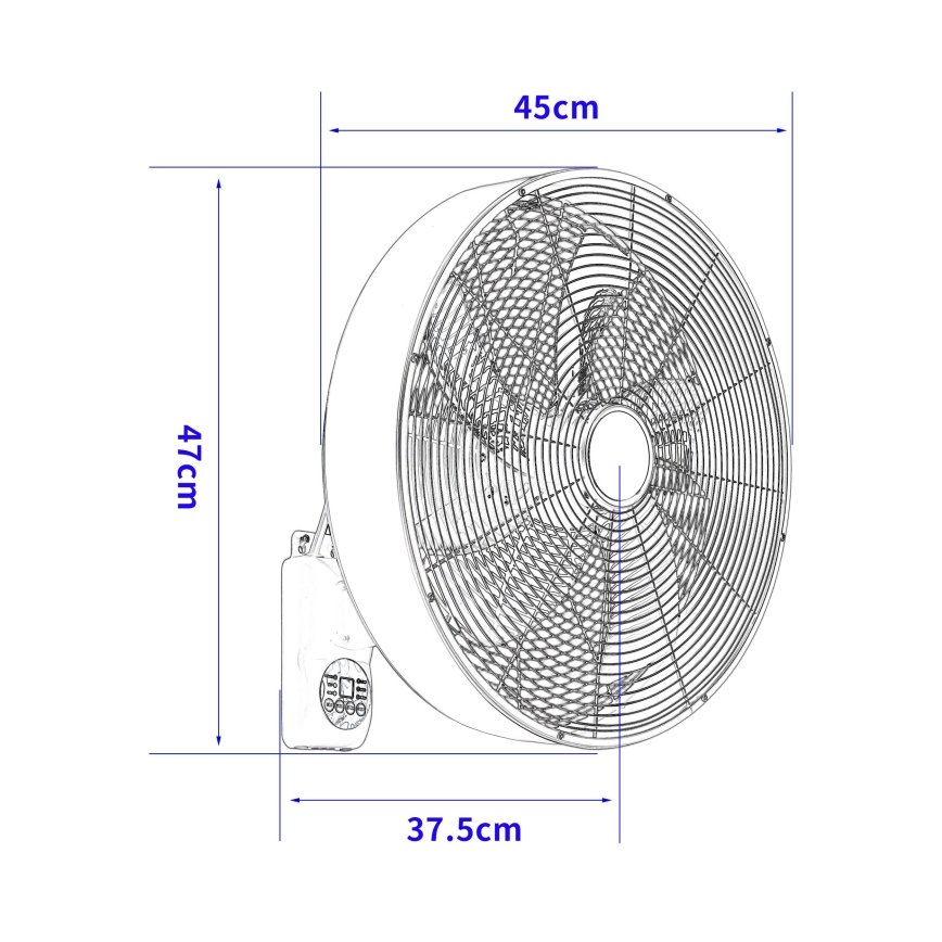 ZEVENTI - Stenski ventilator FANNY 50W/230V črna + daljinski upravljalnik