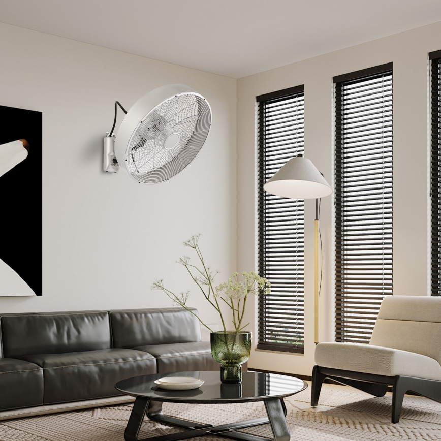 ZEVENTI - Stenski ventilator FANNY 50W/230V mat krom + daljinski upravljalnik