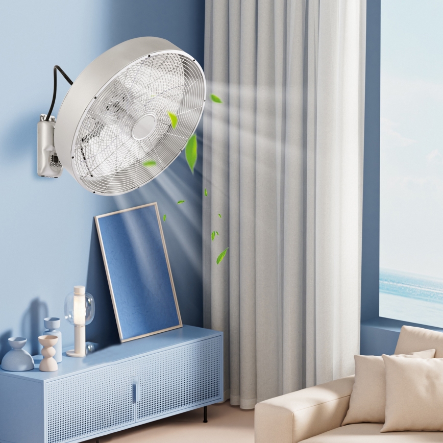 ZEVENTI - Stenski ventilator FANNY 50W/230V mat krom + daljinski upravljalnik