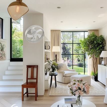 ZEVENTI - Stenski ventilator FANNY 50W/230V premer 45 cm matni krom + daljinski upravljalnik