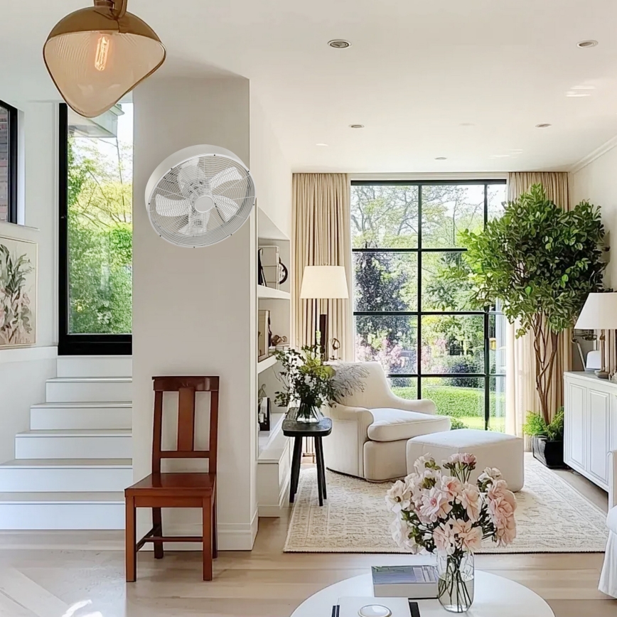 ZEVENTI - Stenski ventilator FANNY 50W/230V premer 45 cm matni krom + daljinski upravljalnik