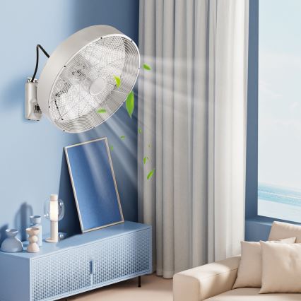 ZEVENTI - Stenski ventilator FANNY 50W/230V premer 45 cm matni krom + daljinski upravljalnik