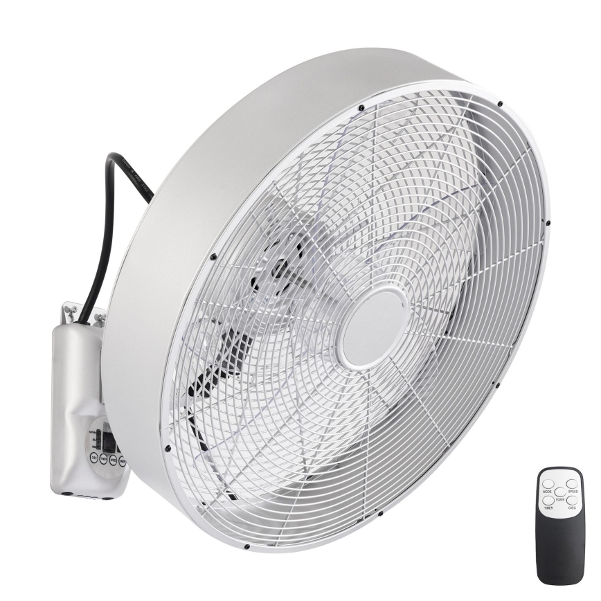 ZEVENTI - Stenski ventilator FANNY 50W/230V premer 45 cm matni krom + daljinski upravljalnik