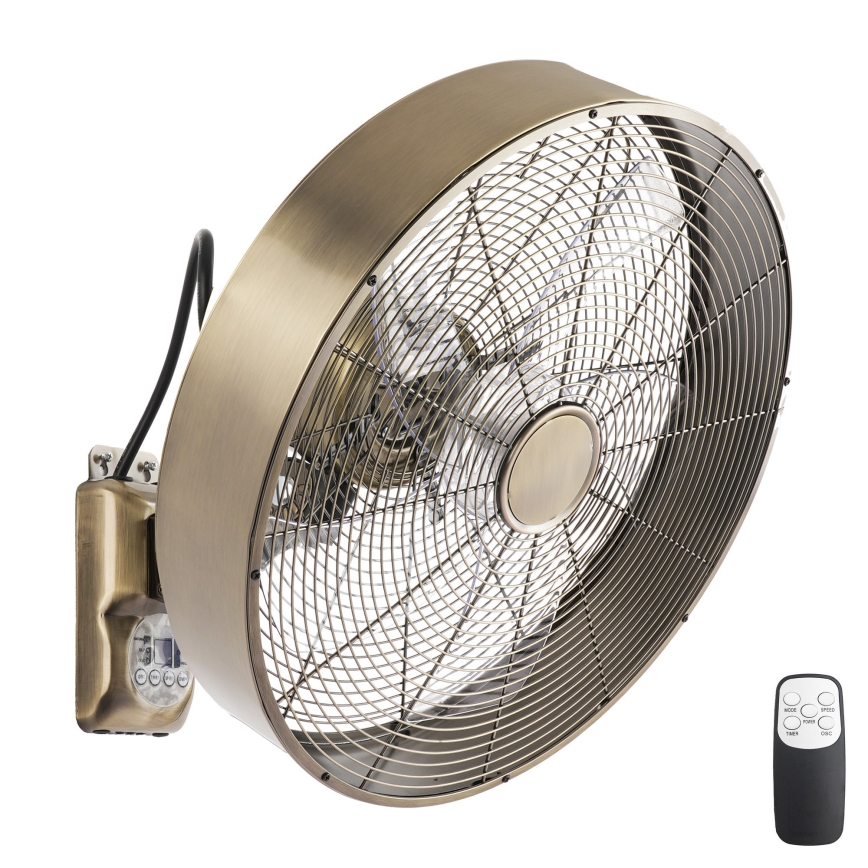 ZEVENTI - Stenski ventilator FANNY 50W/230V premer 45 cm v bronasti barvi + daljinski upravljalnik