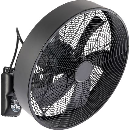 ZEVENTI - Stenski ventilator FANNY 50 W/230 V, premer 45 cm, črne barve + daljinski upravljalnik
