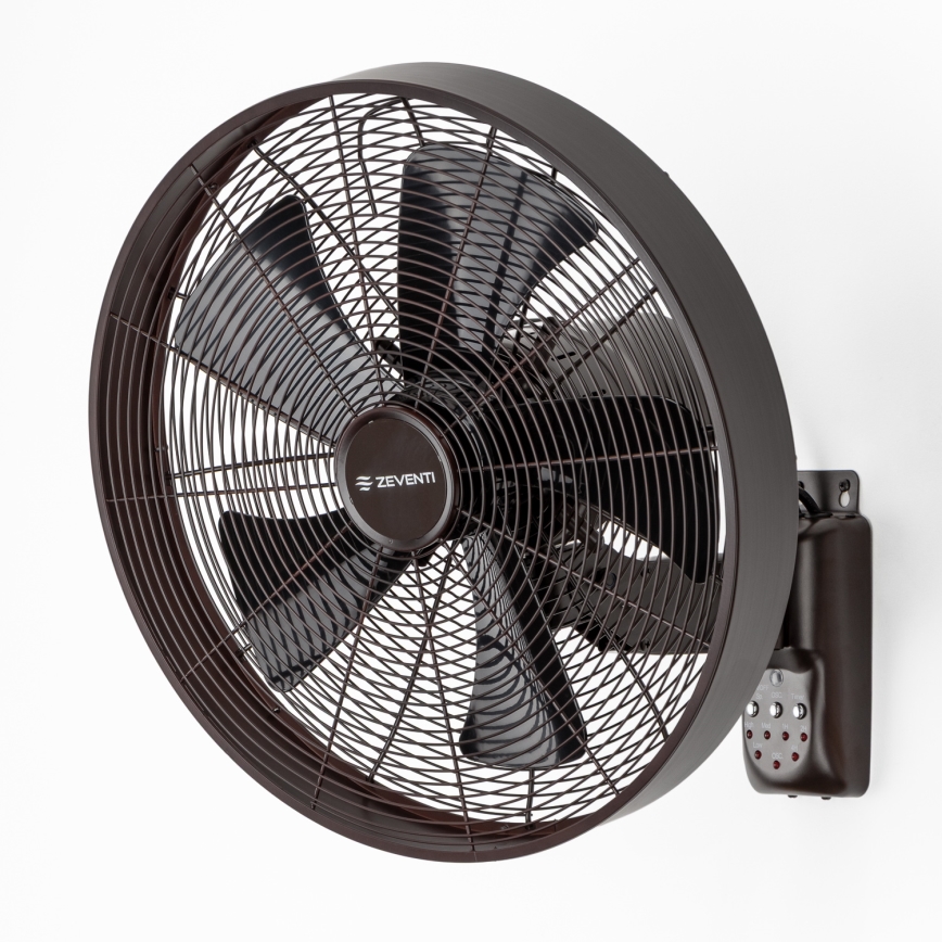 ZEVENTI - Stenski ventilator FREEZE 50W/230V pr. 40 cm črna/rjava + Daljinski upravljalnik