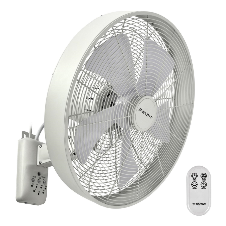 ZEVENTI - Stenski ventilator FREEZE 50W/230V pr. 40 cm bela + Daljinski upravljalnik