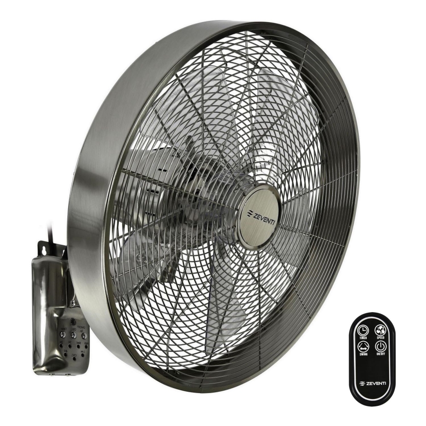 ZEVENTI - Stenski ventilator FREEZE 50W/230V pr. 40 cm mat krom + Daljinski upravljalnik