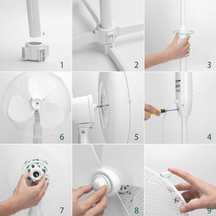 ZEVENTI - Stojalni ventilator FLOW 40W/230V bela