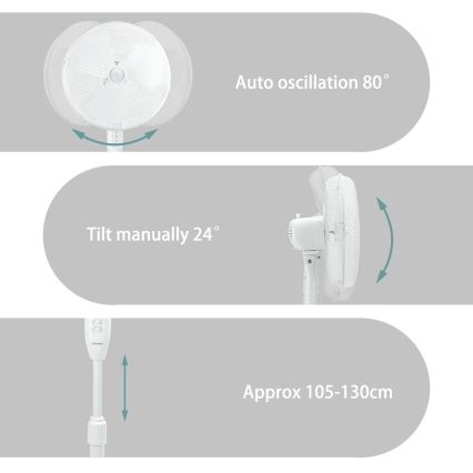 ZEVENTI - Stojalni ventilator FLOW 40W/230V bela