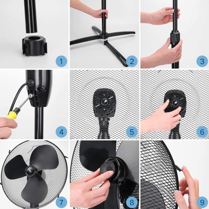 ZEVENTI - Stojni ventilator FLOW 40W/230V 120 cm črna