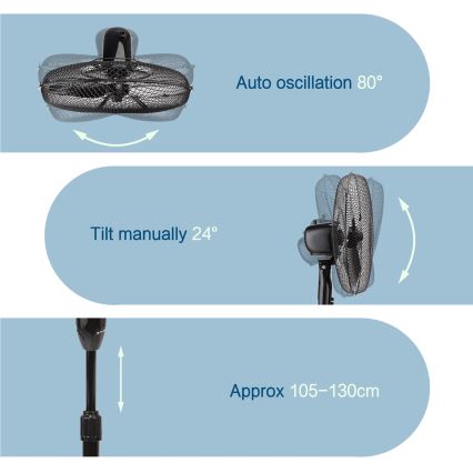 ZEVENTI - Stojni ventilator FLOW 40W/230V 120 cm črna