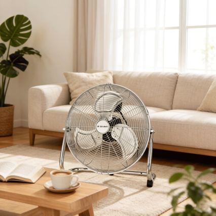 ZEVENTI - Stojalni ventilator FLOW 100W/230V premer 54 cm sijajni krom
