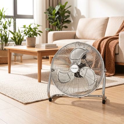 ZEVENTI - Stojalni ventilator FLOW 100W/230V premer 54 cm sijajni krom