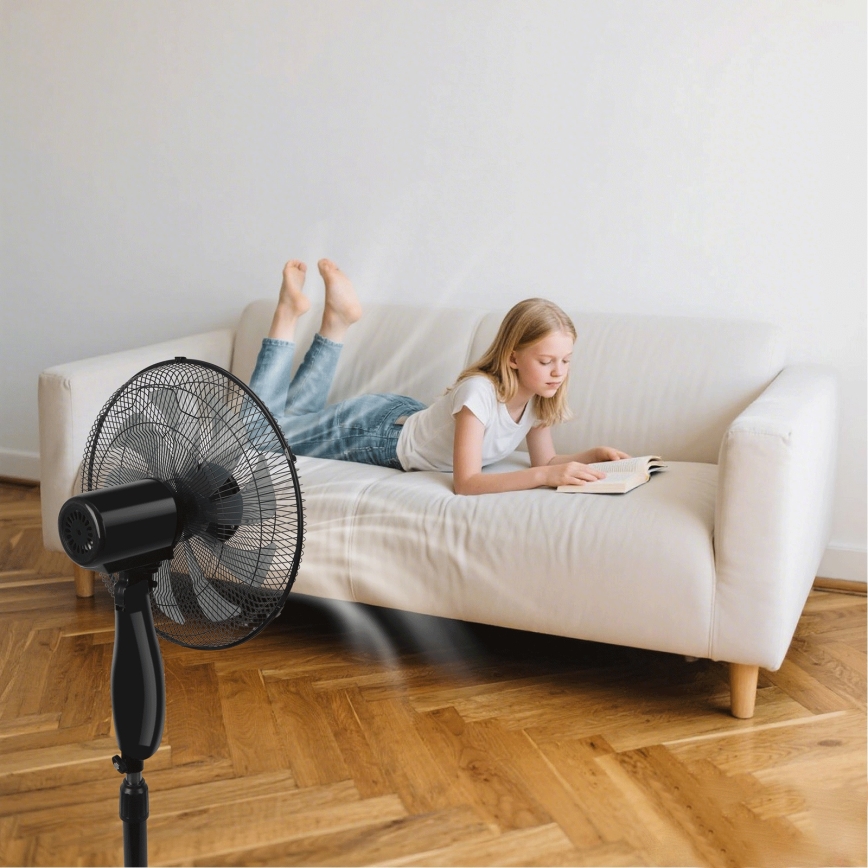 ZEVENTI - stojni ventilator FLOW 55 W/230 V 130 cm črna + daljinski upravljalnik