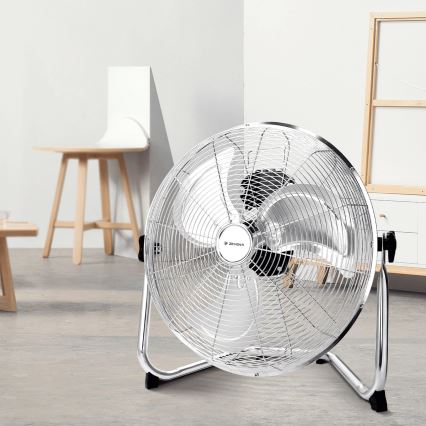 ZEVENTI - Stojni ventilator FLOW 60W/230V 44,5 cm sijajni krom