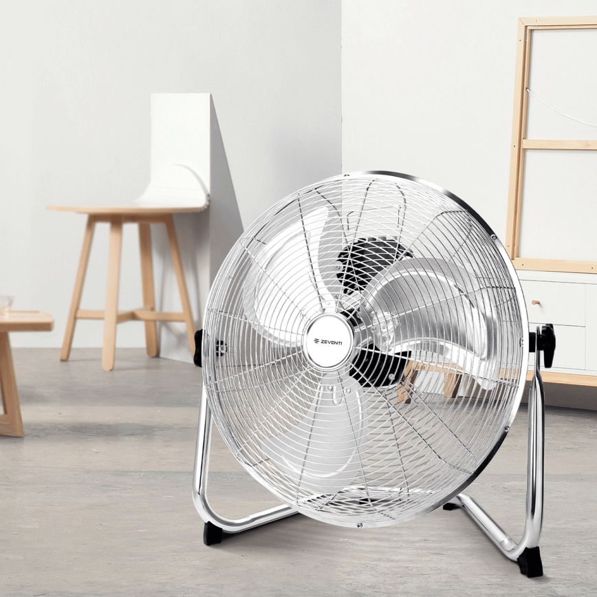 ZEVENTI - Stojni ventilator FLOW 60W/230V 44,5 cm sijajni krom