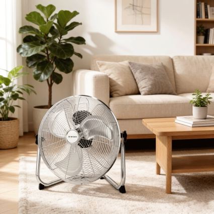 ZEVENTI - Stojni ventilator FLOW 60W/230V 44,5 cm sijajni krom