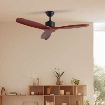 ZEVENTI - Stropni ventilator CUENCA Wi-Fi Tuya črna/hrast + Daljinski upravljalnik