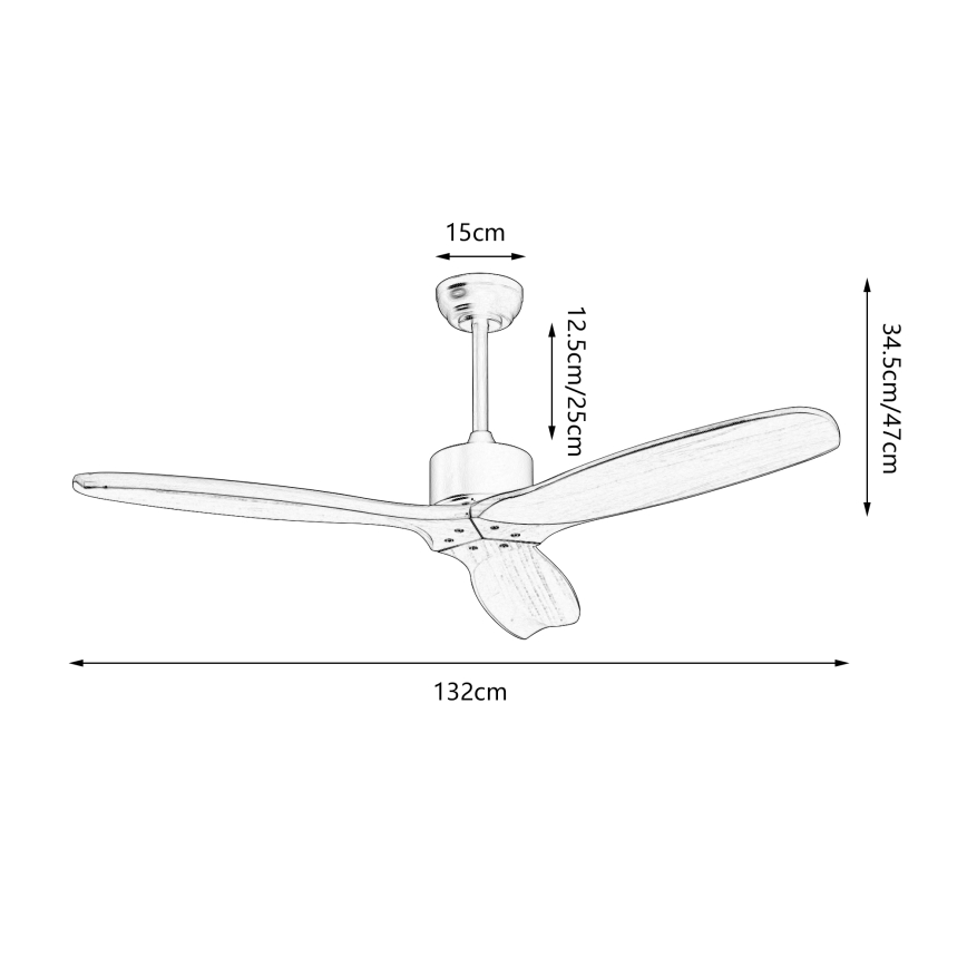 ZEVENTI - Stropni ventilator CUENCA Wi-Fi Tuya črna/hrast + Daljinski upravljalnik