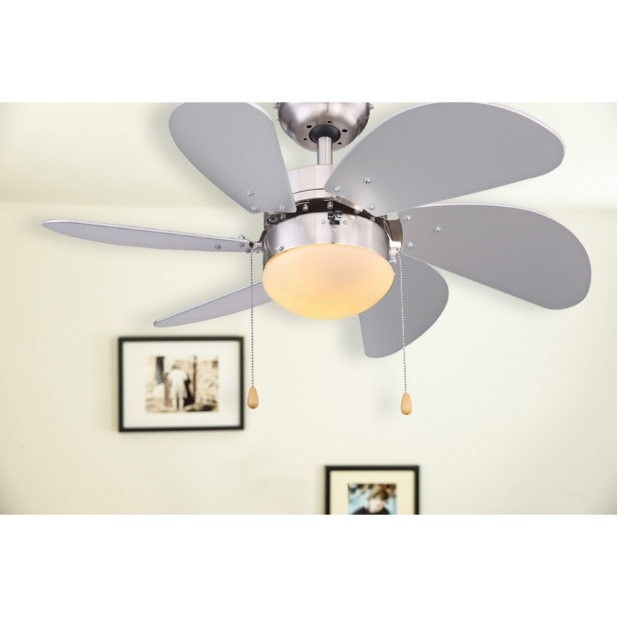 ZEVENTI - Stropni ventilator FAMARA 1xE14/60W/230V siva