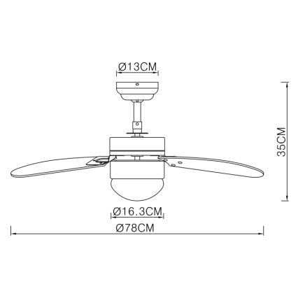ZEVENTI - Stropni ventilator FAMARA 1xE14/60W/230V siva