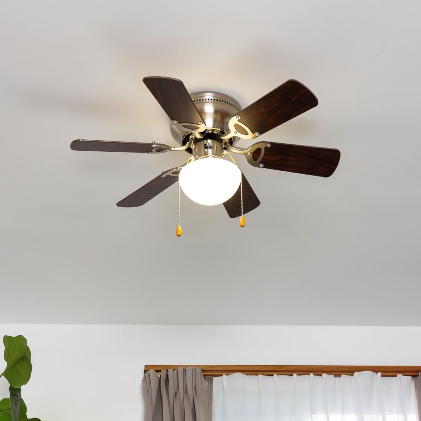 ZEVENTI - Stropni ventilator GALDANA 1xE27/60W/230V rjava/bež