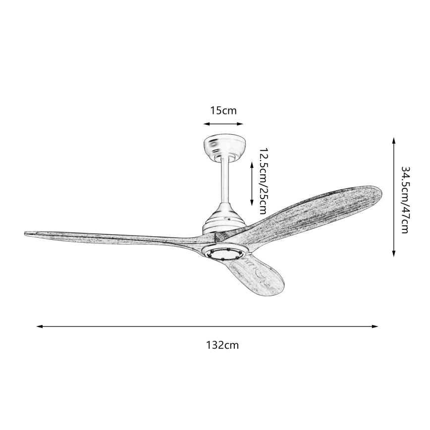 ZEVENTI - Stropni ventilator LAURIA Wi-Fi Tuya črna/hrast + Daljinski upravljalnik